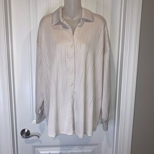Rose and Grey Cream Button-Up Blouse